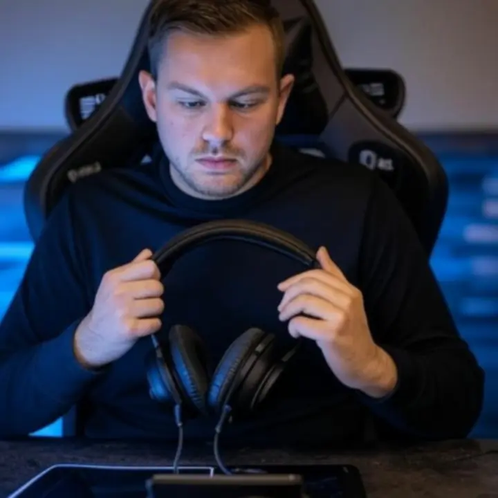 Ekspert e-sportowy testujący sprzęt gamingowy podczas rozgrywki.