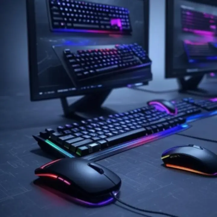 Nowoczesne stanowisko gamingowe z podświetlanymi peryferiami