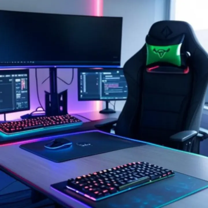 Profesjonalne stanowisko gamingowe w ciemnej stylistyce RGB