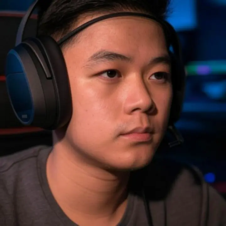 Gracz w wygodnych słuchawkach gamingowych podczas długiej sesji przy komputerze